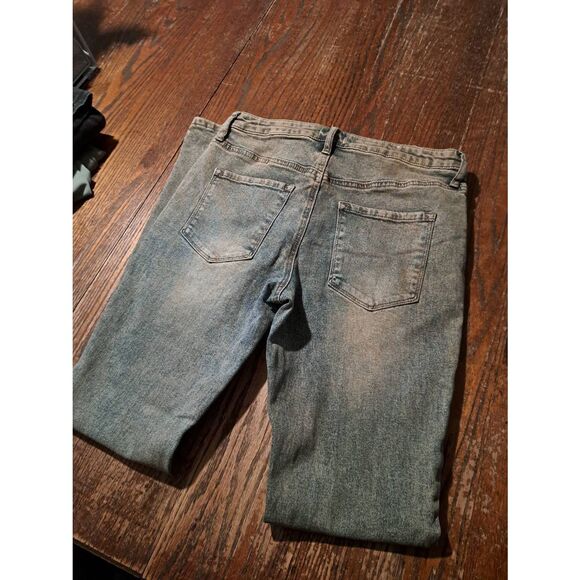 Rue 21 Womens 12 Grungy Dirty Look Denim Flare Leg Jeans Belt Loops Pockets - Picture 4 of 4